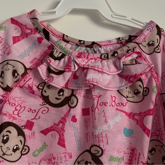 Joe Boxer Monkey Print Pink Long Sleeve Pajama Shirt-Size 2T-New With Tags - Picture 3 of 6